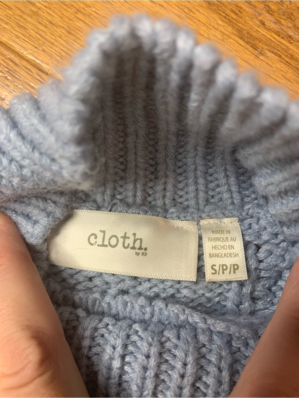 Cloth by RD Mock Neck Cable Knit Cropped Sweater Light Blue Periwinkle Small - Picture 2 of 7